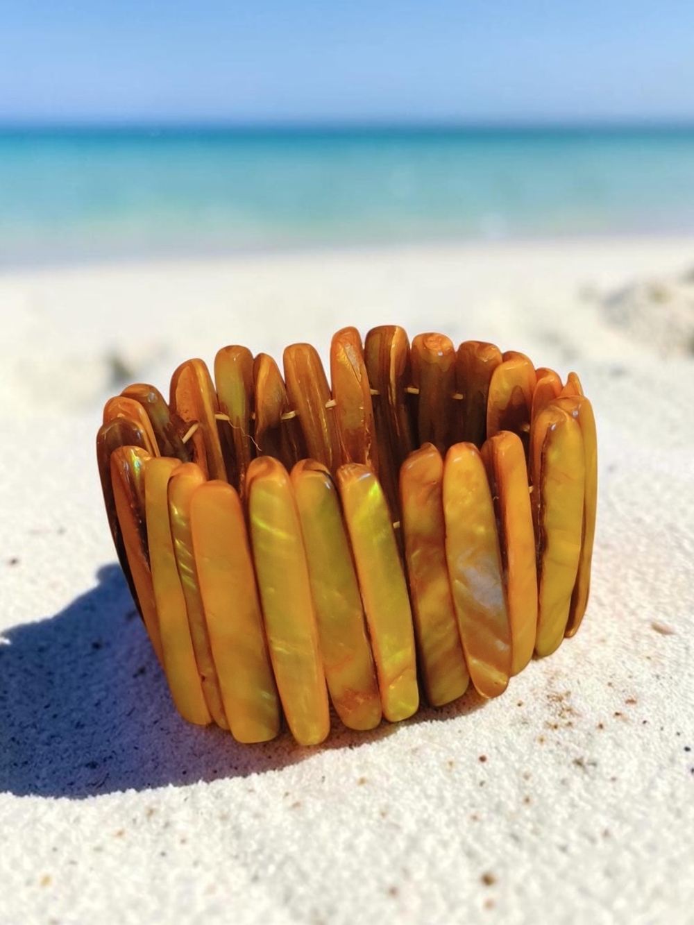 Yellow Orange Shell Stretch Bracelet